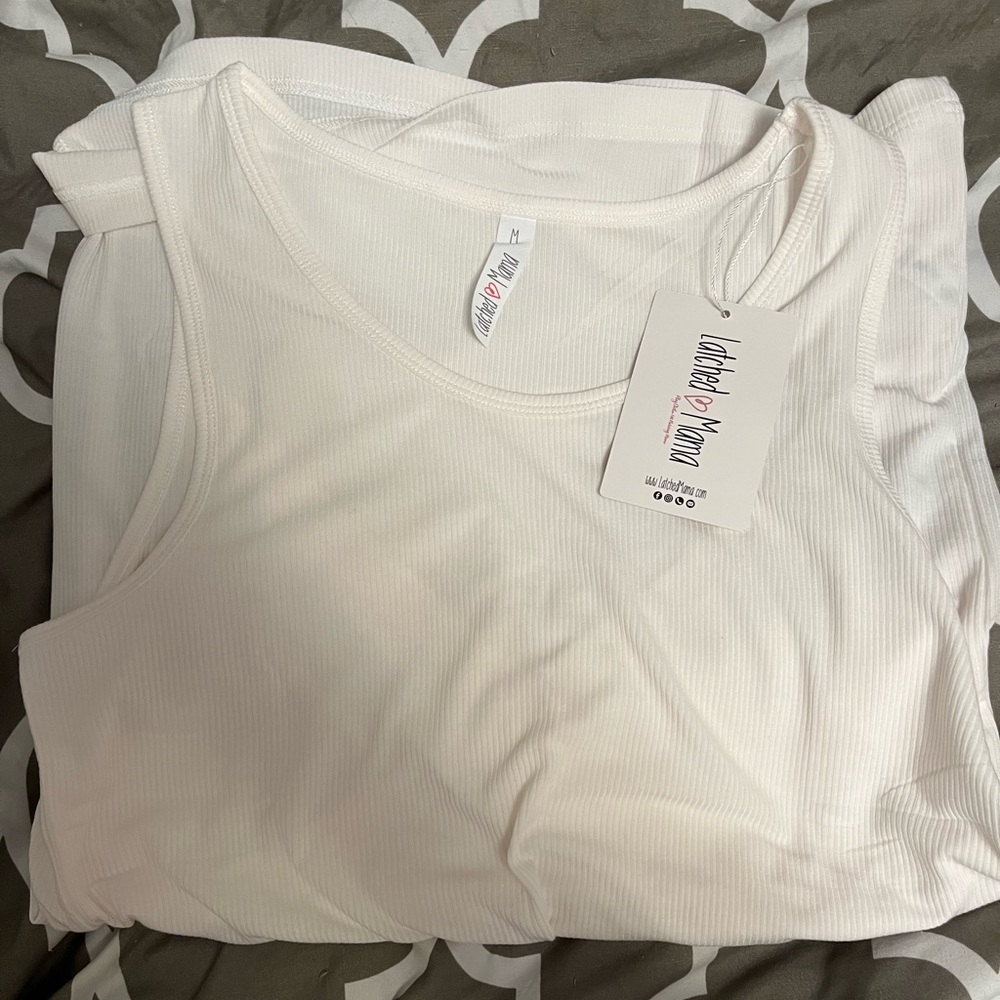 Latched Mama- ribbed nursing tank-white-NWT